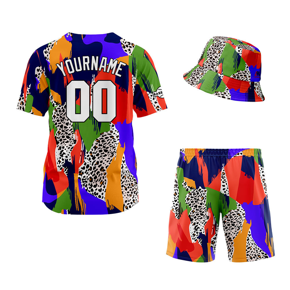 Custom Hawaiian Baseball Jersey and Shorts Set 2 Pieces Print Beach Suit with adults and kid for Bucket Hats