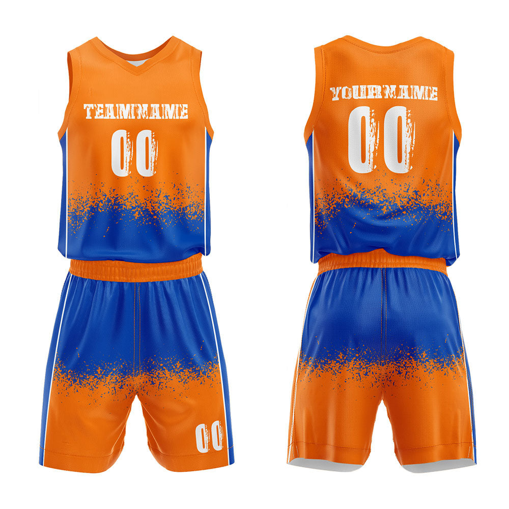 Custom Orange-Blue Basketball Jersey for man women uniform Suit Kids Adults Personalized Jersey