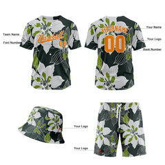 Custom Hawaiian Baseball Jersey and Shorts Set 2 Pieces Print Beach Suit with adults and kid for Bucket Hats