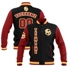 Custom Black Red Yellow  Waterproof Varsity Jackets Personalized Stitched Name Number Logo to Letterman Jackets