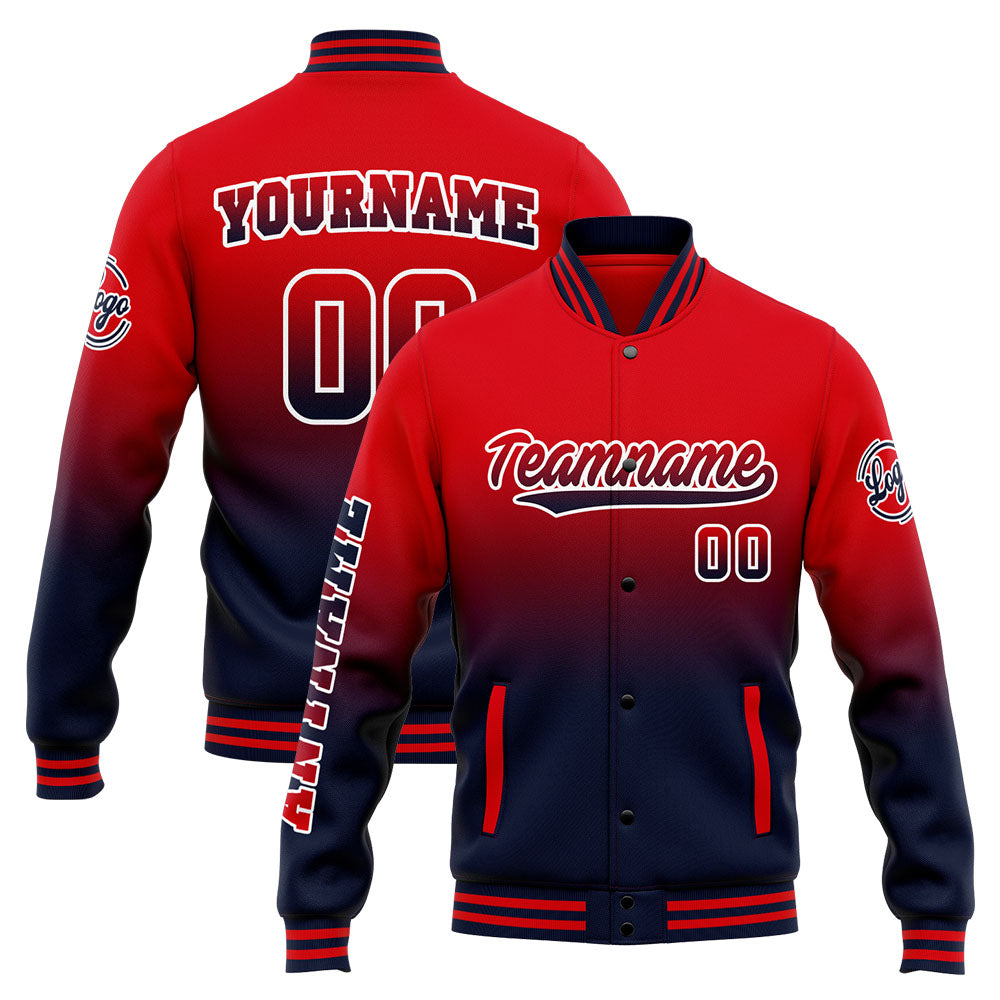 Custom Varsity Jacket Letterman Jacket For Men, Women And Youth Navy Red