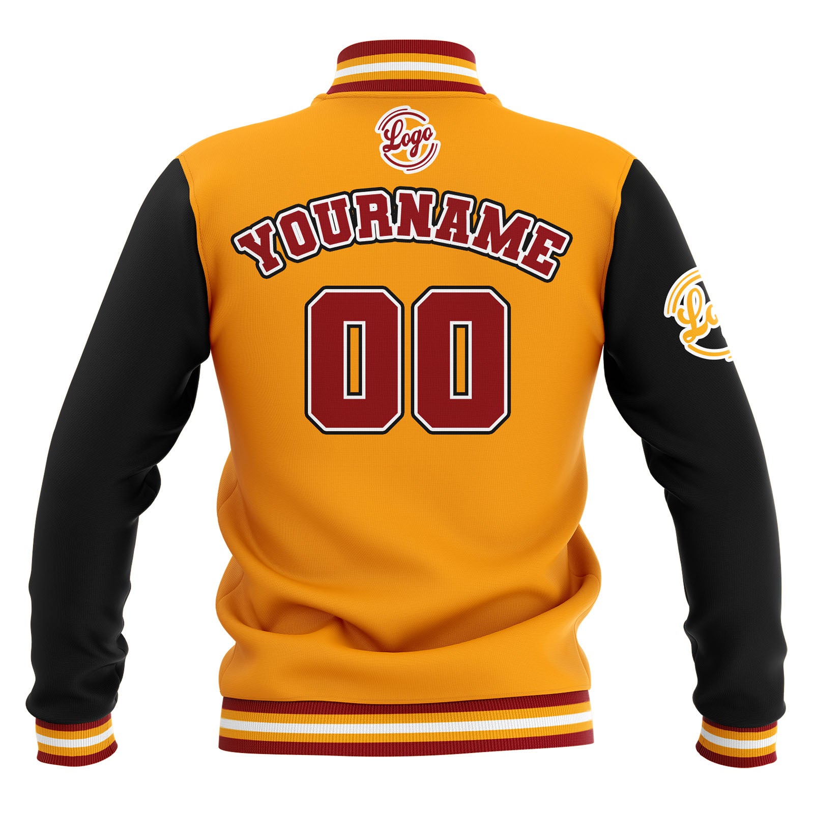 Custom Black Yellow Red Waterproof Varsity Jackets Personalized Stitched Name Number Logo to Letterman Jackets