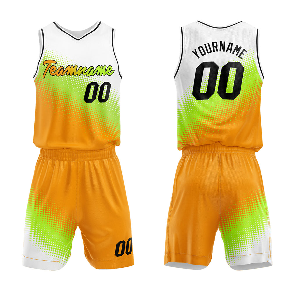 Custom White-Green-Orange Basketball Jersey for man women uniform Suit Kids Adults Personalized Jersey