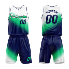 Custom White-Green-Navy Basketball Jersey for man women uniform Suit Kids Adults Personalized Jersey