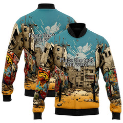 Custom Graffiti Pattern Scratch 3D Bomber Varsity Lefferman Jacket