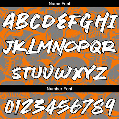 Custom Retro Skull-Orange&Grey T-Shirts for Sports Fans, Personalized Name and Number