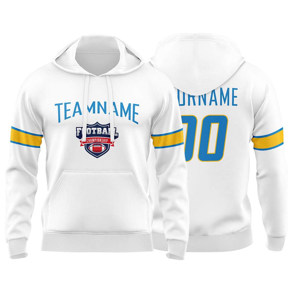 Custom Sweatshirt Hoodie For Men Women Girl Boy Print Your Logo Name Number White&Powder Blue&Yellow