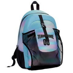 Customize Teal Black Sports Backpacks Featuring Personalized Names, Numbers and Logos