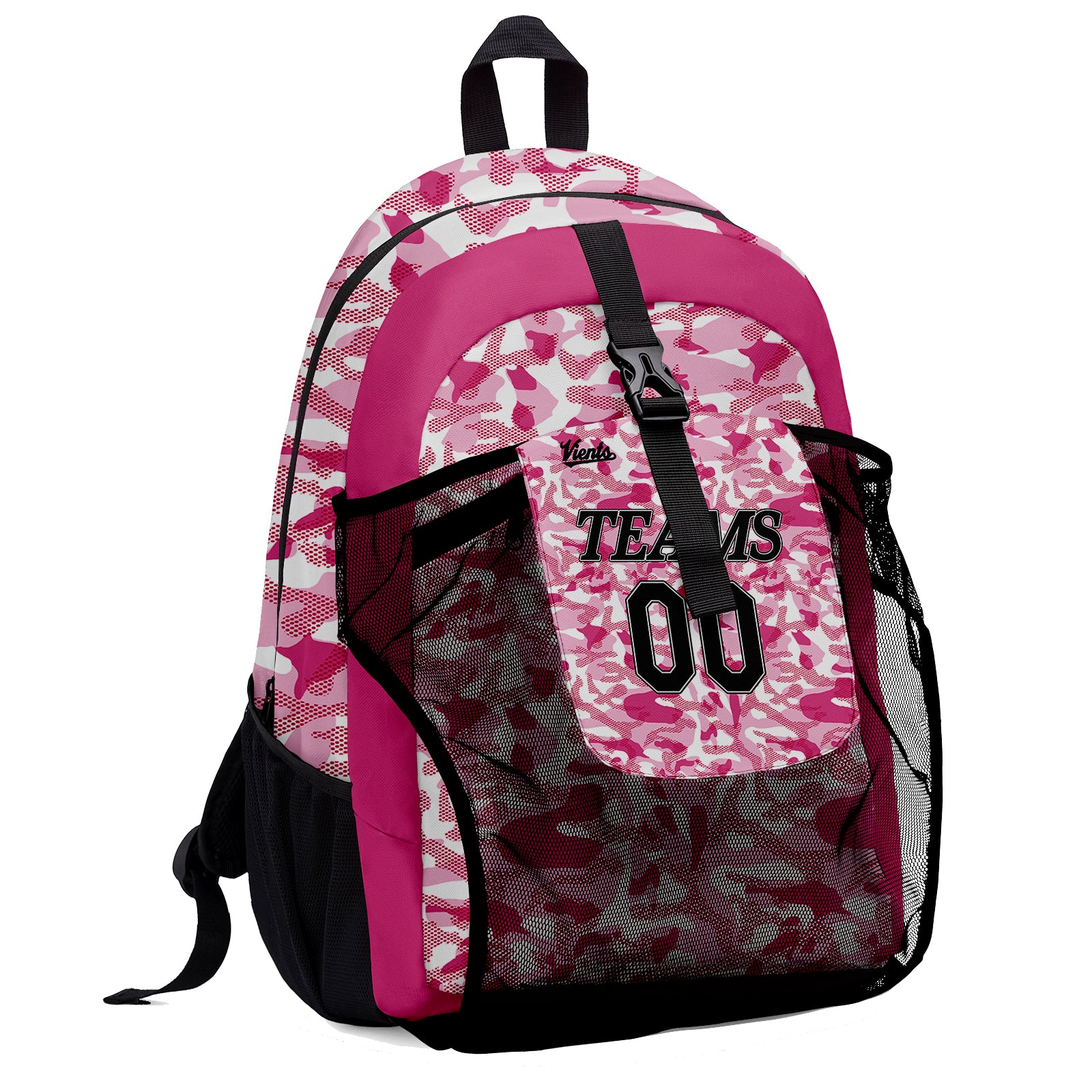 Customize Pink Black Sports Backpacks Featuring Personalized Names, Numbers and Logos