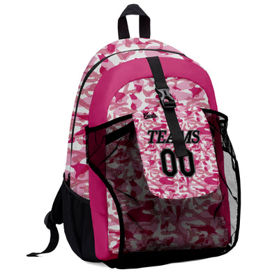 Customize Pink Black Sports Backpacks Featuring Personalized Names, Numbers and Logos