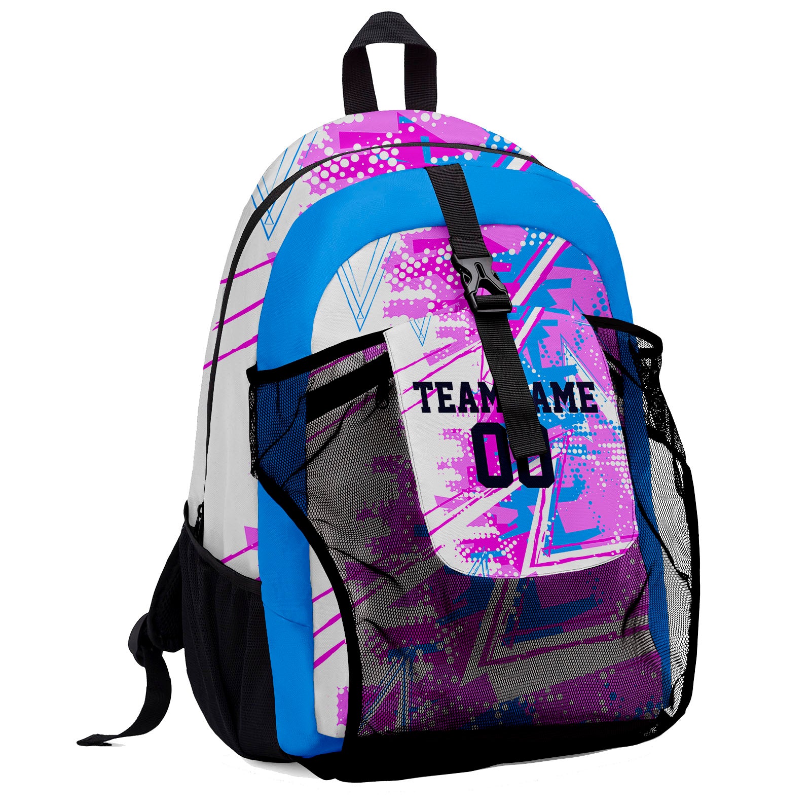 Customize Blue Pink Backpacks Featuring Personalized Names, Numbers and Logos