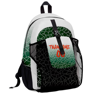 Customize Green White Backpacks Featuring Personalized Names, Numbers and Logos