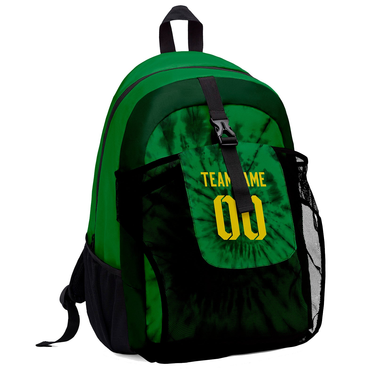 Customize Green Yellow Sports Backpacks Featuring Personalized Names, Numbers and Logos