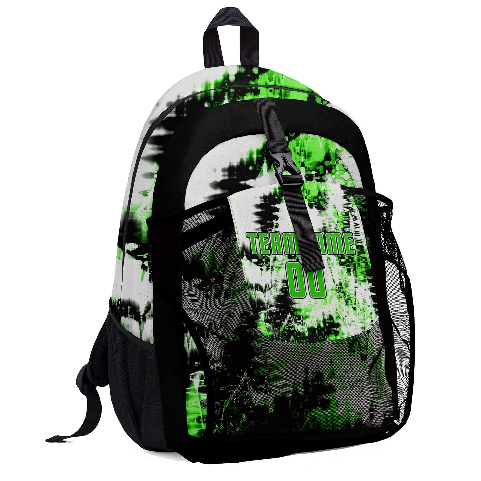 Customize Green White Backpacks Featuring Personalized Names, Numbers and Logos