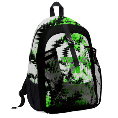 Customize Green White Backpacks Featuring Personalized Names, Numbers and Logos