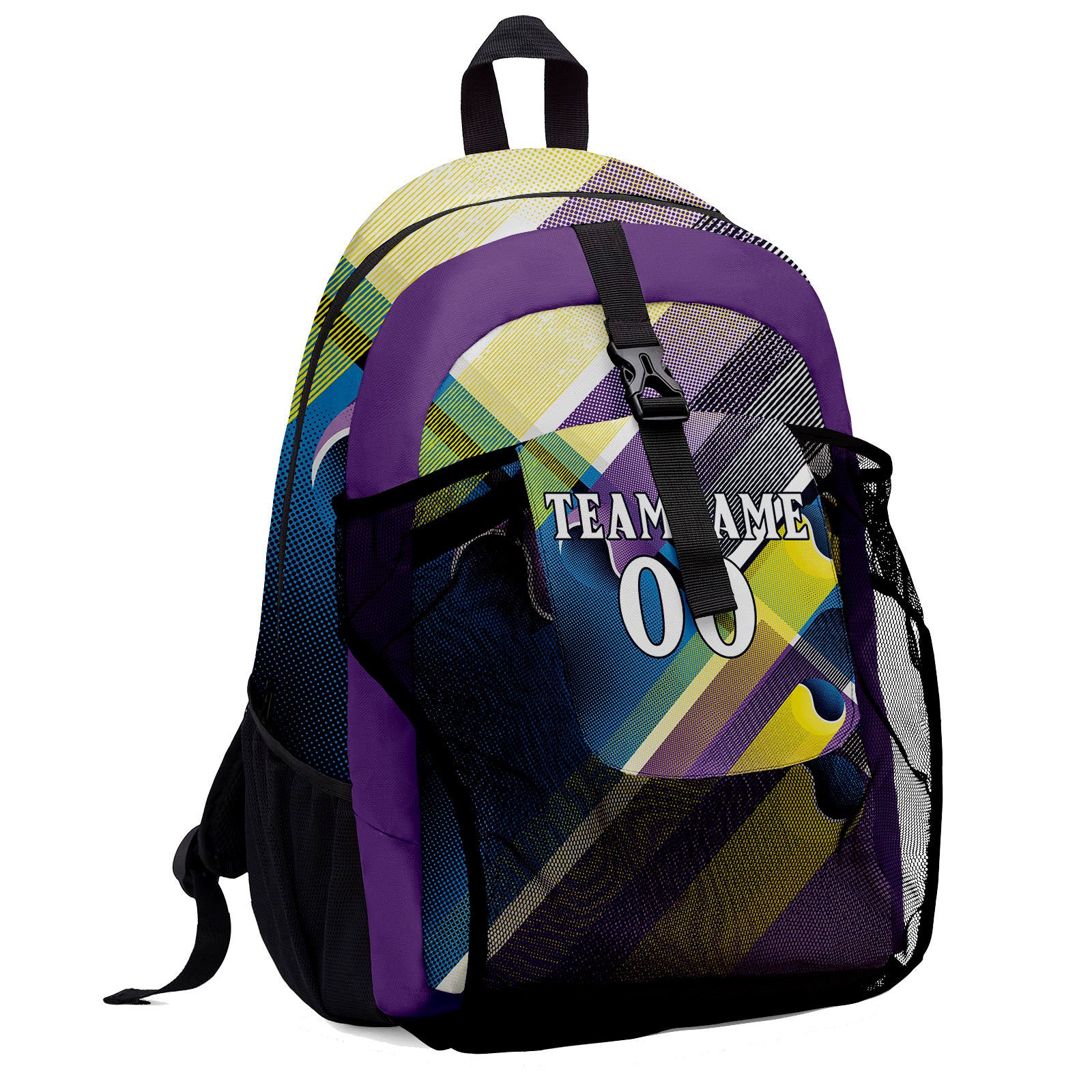 Customize Purple White Backpacks Featuring Personalized Names, Numbers and Logos