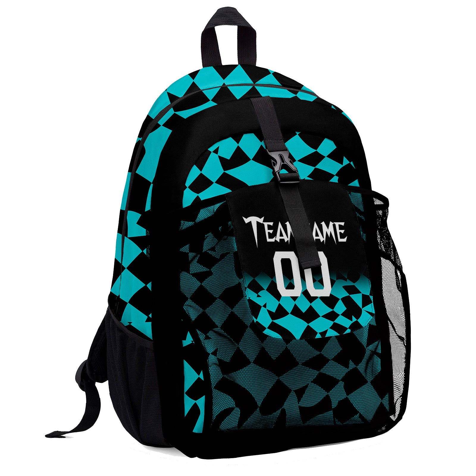 Customize Teal White Backpacks Featuring Personalized Names, Numbers and Logos