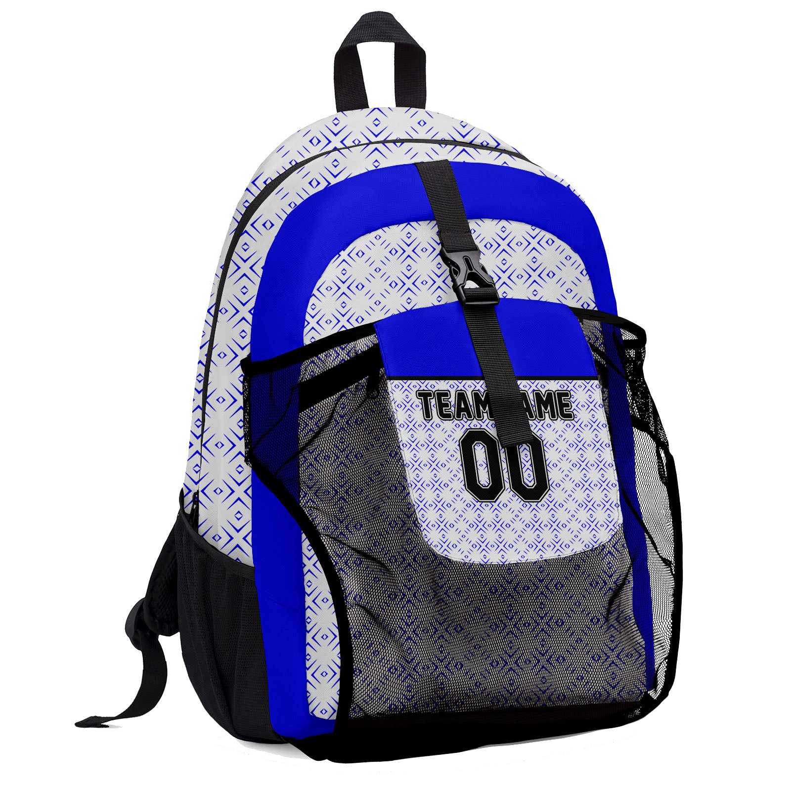Customize White Blue Black Backpacks Featuring Personalized Names, Numbers and Logos