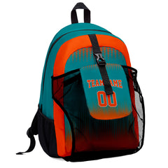 Customize Teal Orange Sports Backpacks Featuring Personalized Names, Numbers and Logos