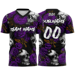 Custom Rose Skull-Purple T-Shirts for Sports Fans, Personalized Name and Number