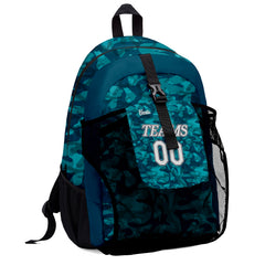 Customize Teal Black Sports Backpacks Featuring Personalized Names, Numbers and Logos