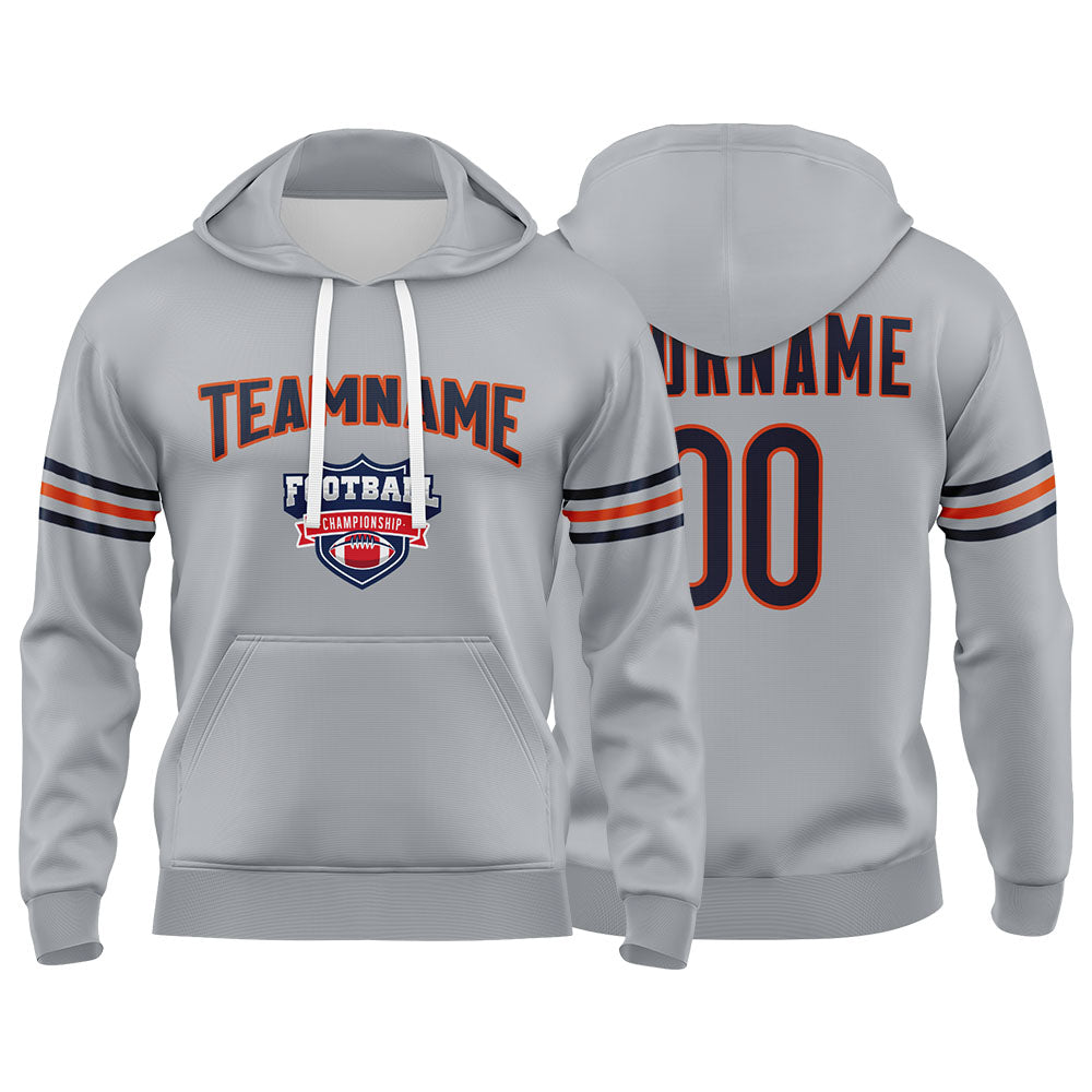 Custom Sweatshirt Hoodie For Men Women Girl Boy Print Your Logo Name Number Gray&Navy&Orange