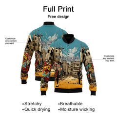 Custom Graffiti Pattern Scratch 3D Bomber Varsity Lefferman Jacket