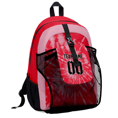Customize Red White Sports Backpacks Featuring Personalized Names, Numbers and Logos