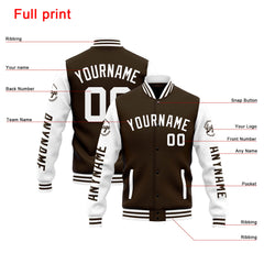 Custom Varsity Jacket Letterman Jacket For Men, Women And Youth Brown White