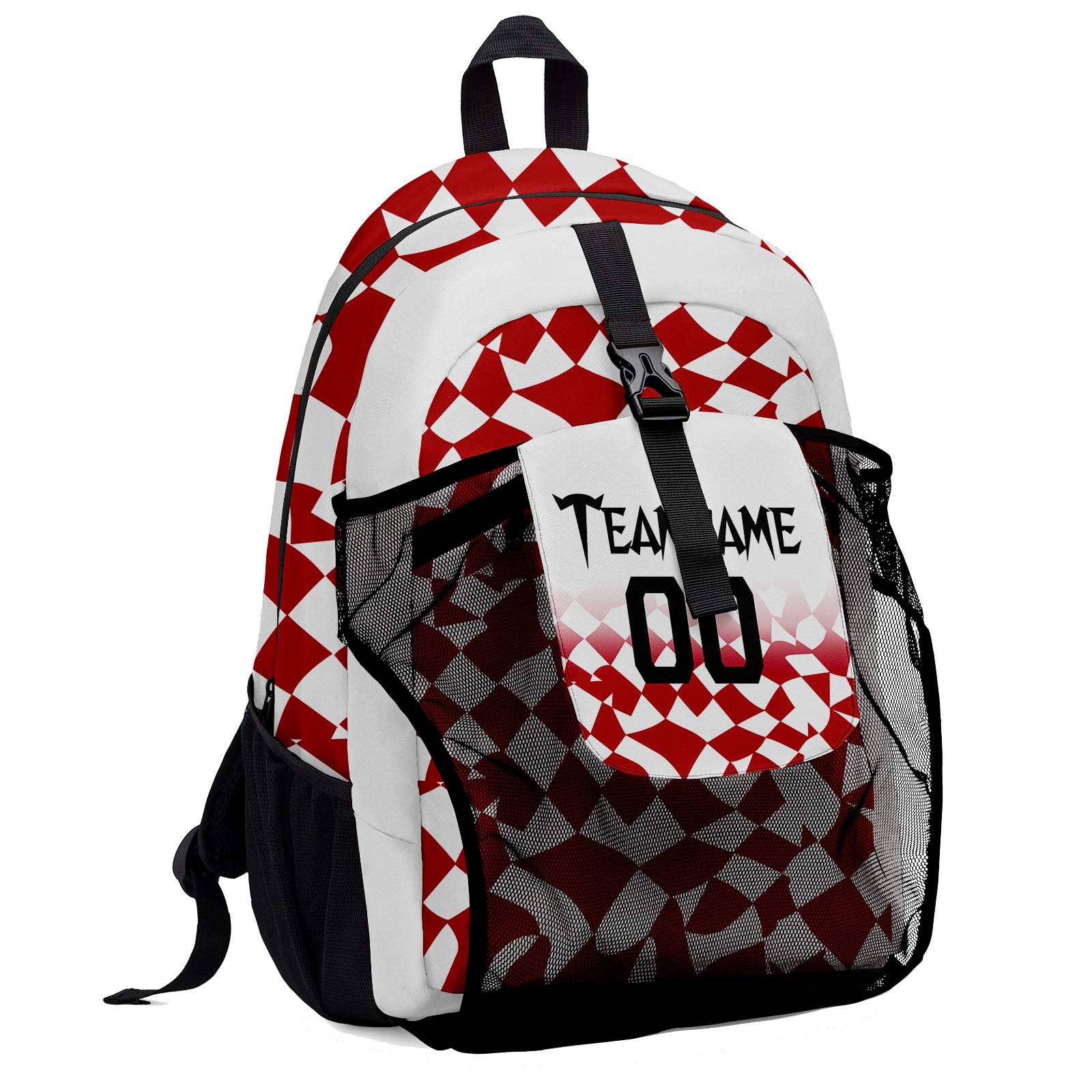 Customize Red Black White Backpacks Featuring Personalized Names, Numbers and Logos