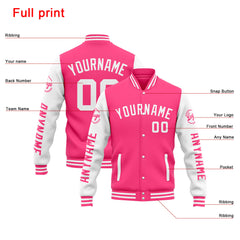 Custom Varsity Jacket Letterman Jacket For Men, Women And Youth Orange Pink White