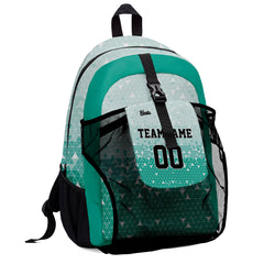 Customize Light Green Black Sports Backpacks Featuring Personalized Names, Numbers and Logos