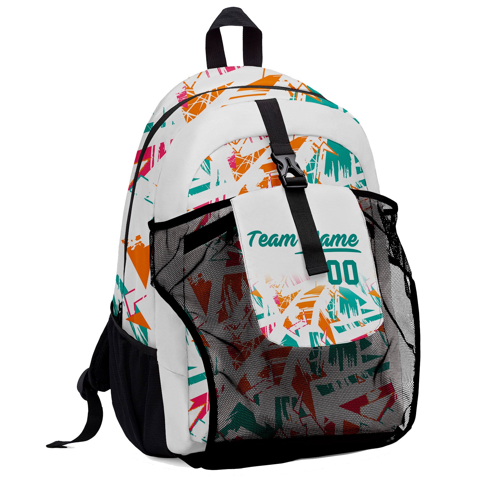 Customize White Teal Backpacks Featuring Personalized Names, Numbers and Logos