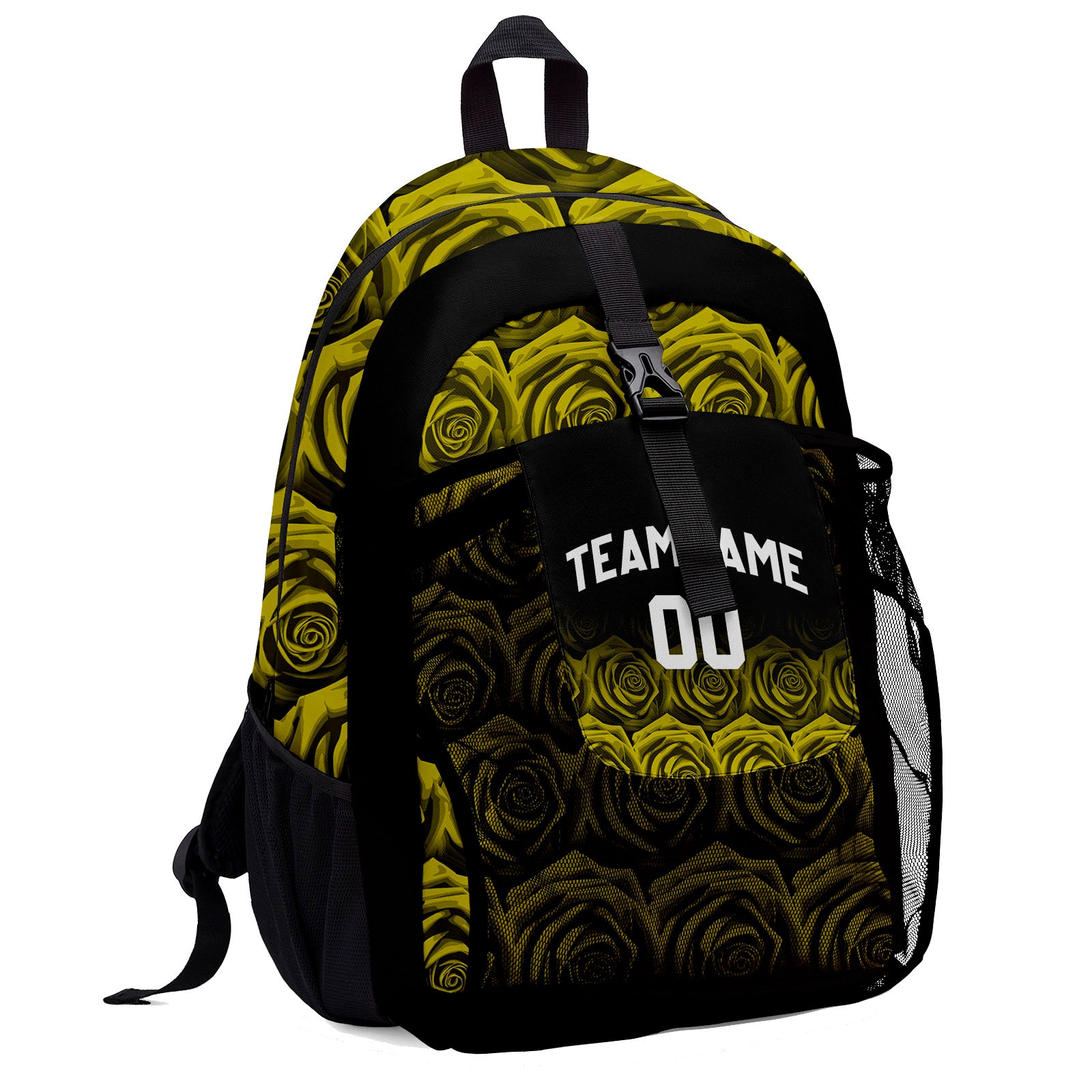 Customize Yellow White Backpacks Featuring Personalized Names, Numbers and Logos