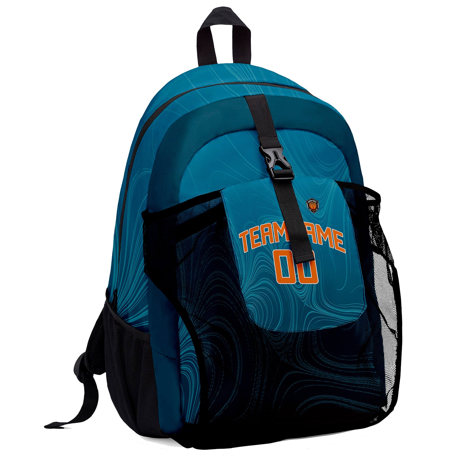 Customize Teal Orange Backpacks Featuring Personalized Names, Numbers and Logos