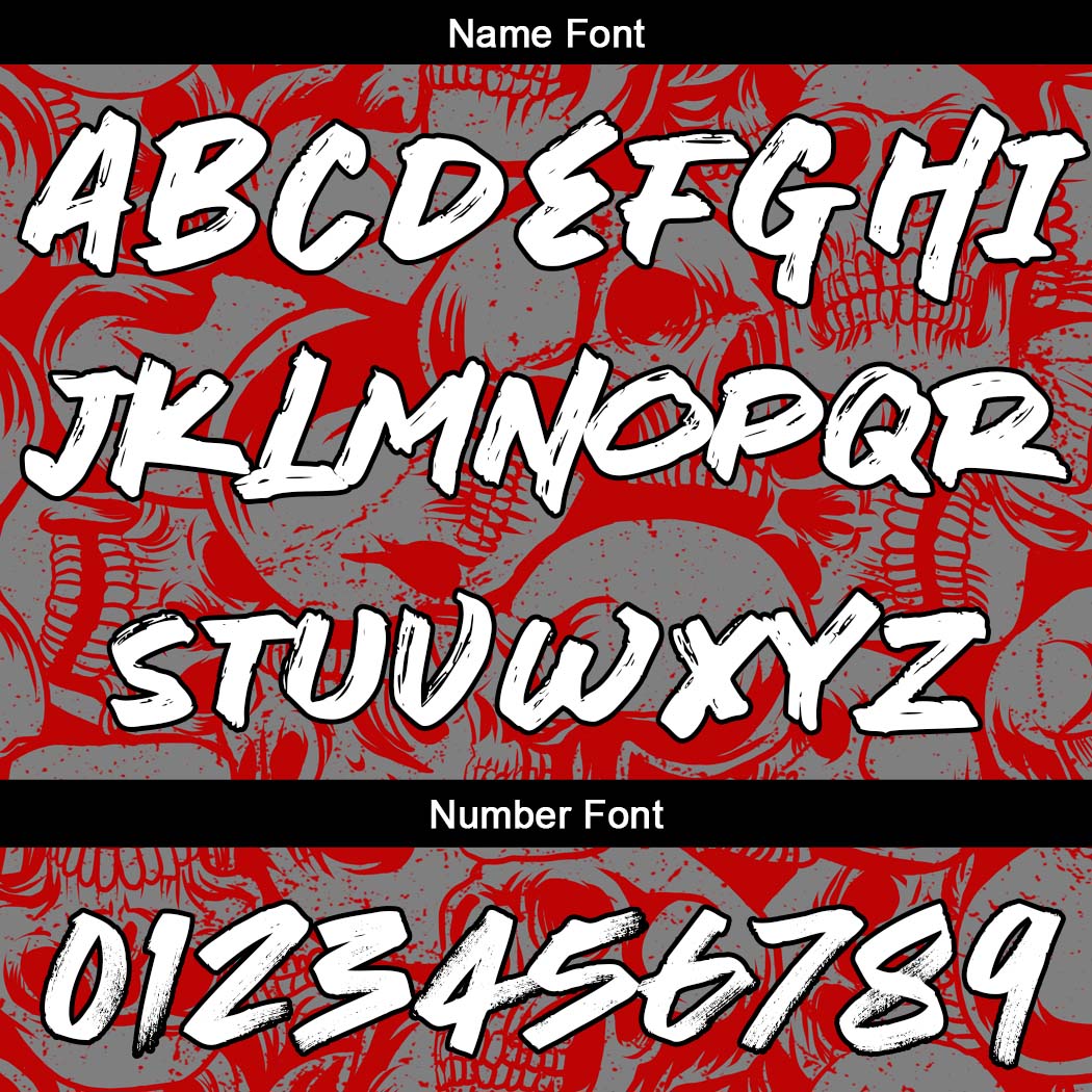 Custom Retro Skull-Red&Grey T-Shirts for Sports Fans, Personalized Name and Number
