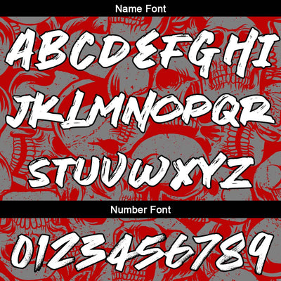 Custom Retro Skull-Red&Grey T-Shirts for Sports Fans, Personalized Name and Number
