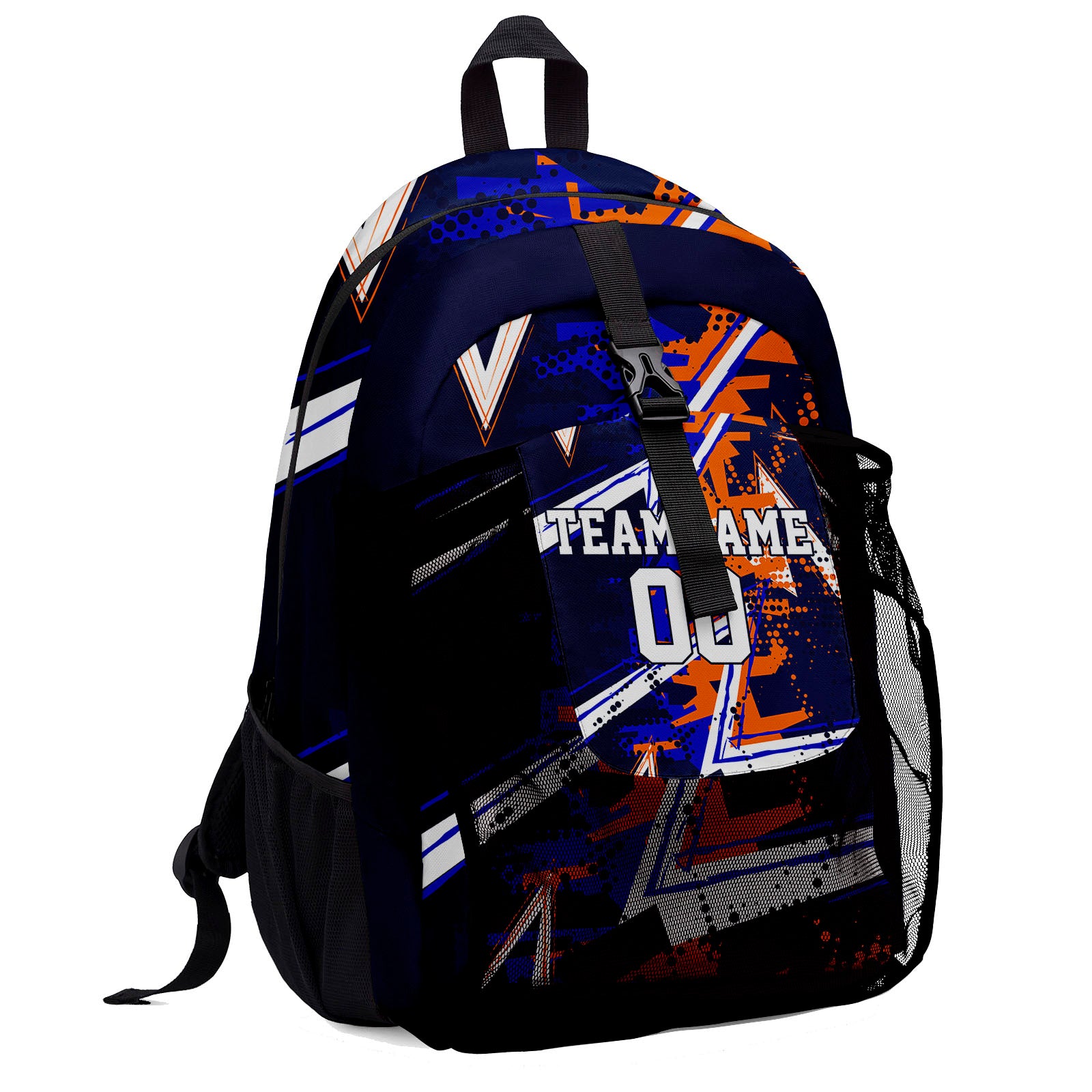 Customize Blue Orange Backpacks Featuring Personalized Names, Numbers and Logos