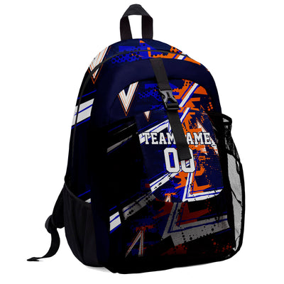 Customize Blue Orange Backpacks Featuring Personalized Names, Numbers and Logos