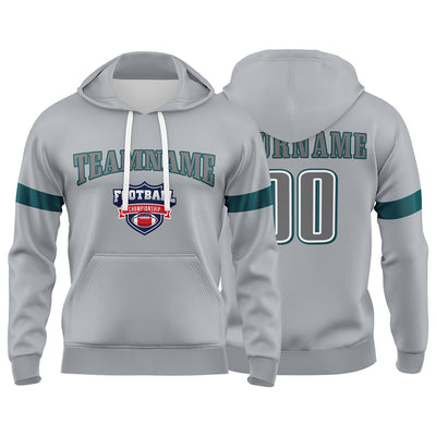 Custom Sweatshirt Hoodie For Men Women Girl Boy Print Your Logo Name Number Gray&Midnight Green