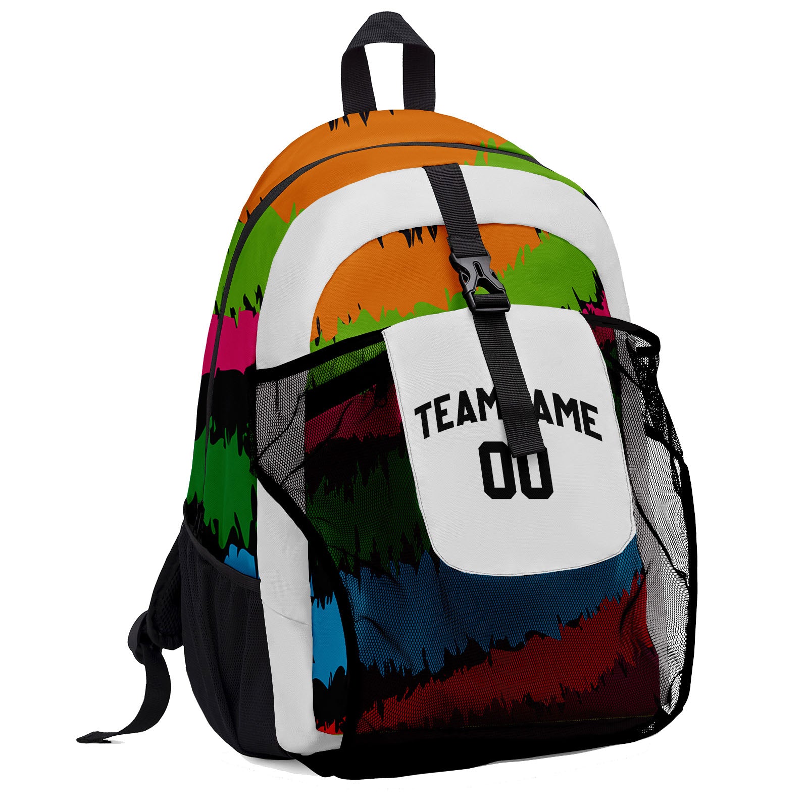Customize White Orange Green Backpacks Featuring Personalized Names, Numbers and Logos