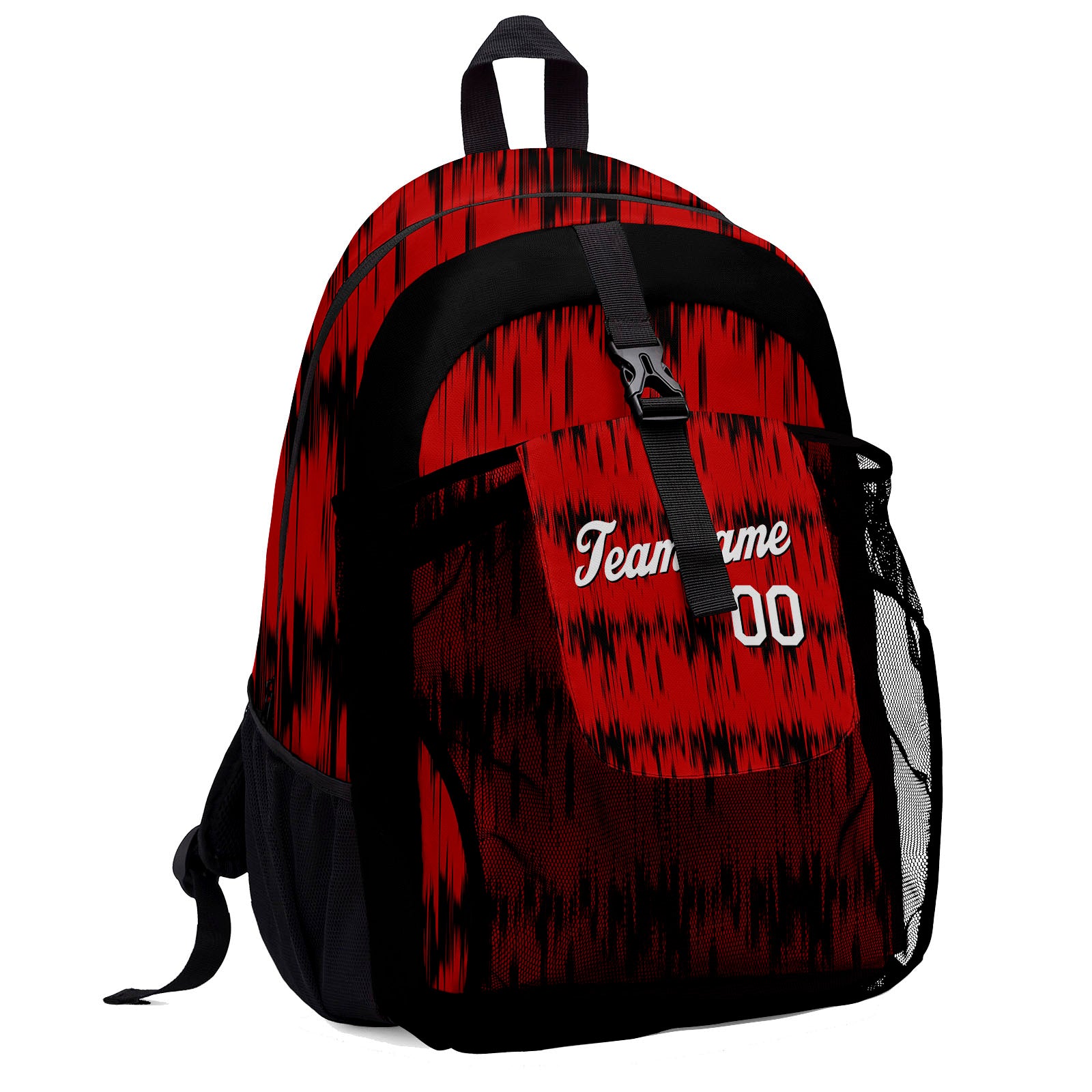 Customize Red White Sports Backpacks Featuring Personalized Names, Numbers and Logos