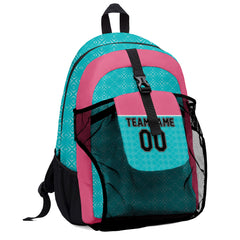 Customize Pink Black Teal Backpacks Featuring Personalized Names, Numbers and Logos