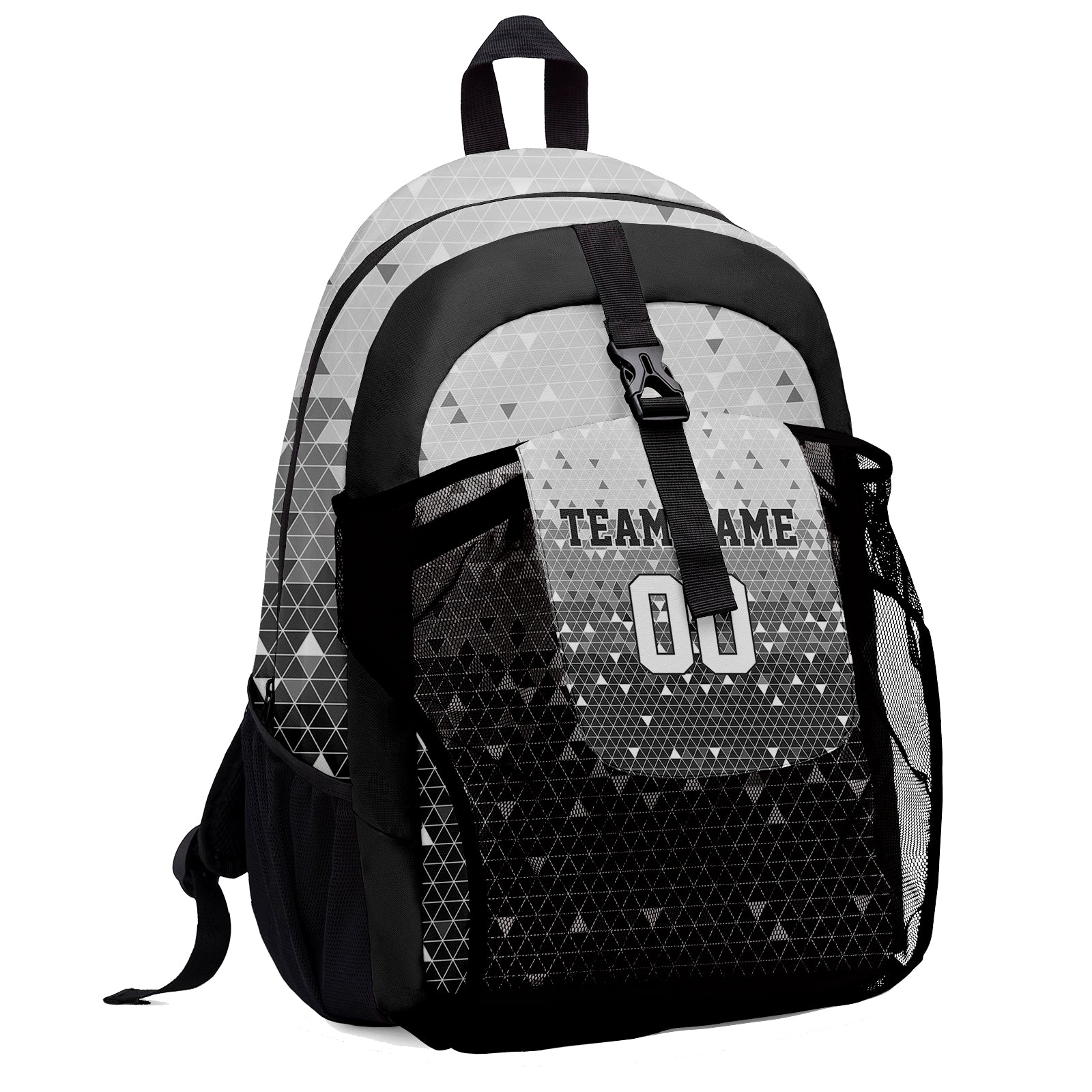 Customize Light Gray White Sports Backpacks Featuring Personalized Names, Numbers and Logos
