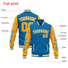 Custom Varsity Jacket Letterman Jacket For Men, Women And Youth Blue Orange