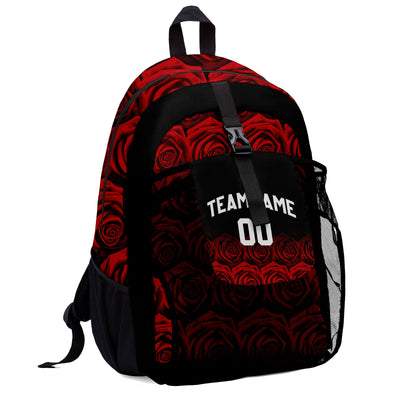 Customize Red White Backpacks Featuring Personalized Names, Numbers and Logos