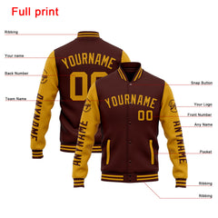 Custom Varsity Jacket Letterman Jacket For Men, Women And Youth Burgundy Gold