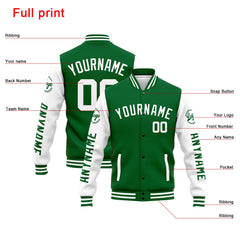 Custom Varsity Jacket Letterman Jacket For Men, Women And Youth Green White