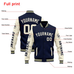 Custom Varsity Jacket Letterman Jacket For Men, Women And Youth Navy Orange