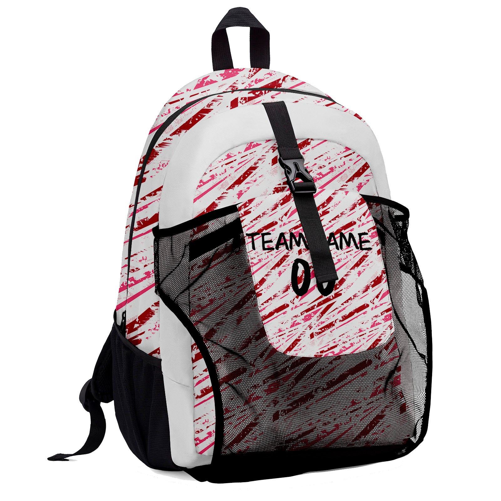 Customize Red White Black Backpacks Featuring Personalized Names, Numbers and Logos